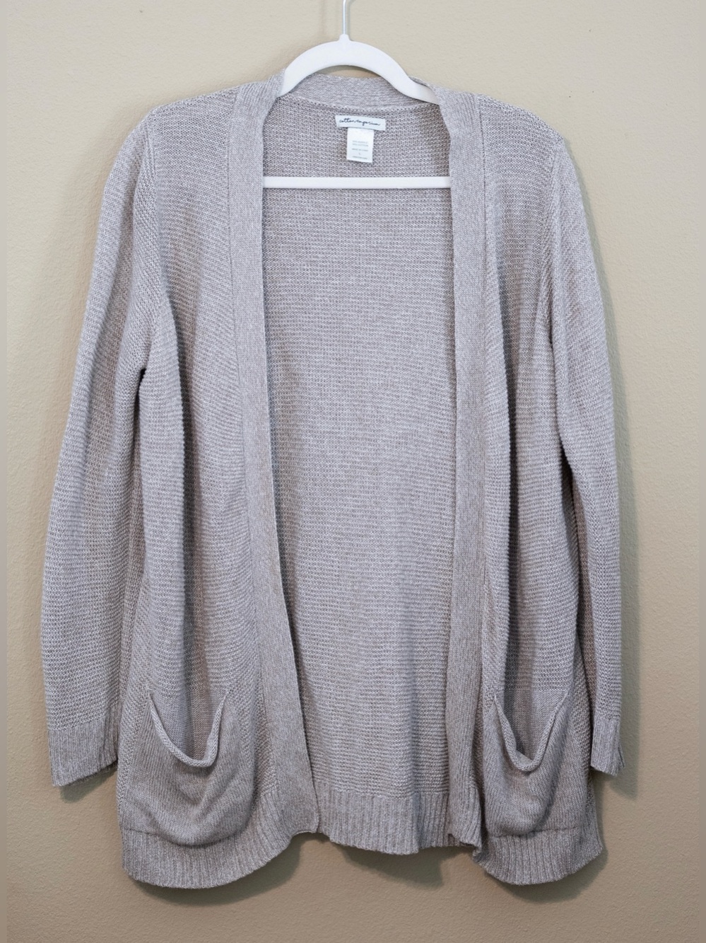 Cotton Emporium Oatmeal Open Front Cardigan Lightweight Knit